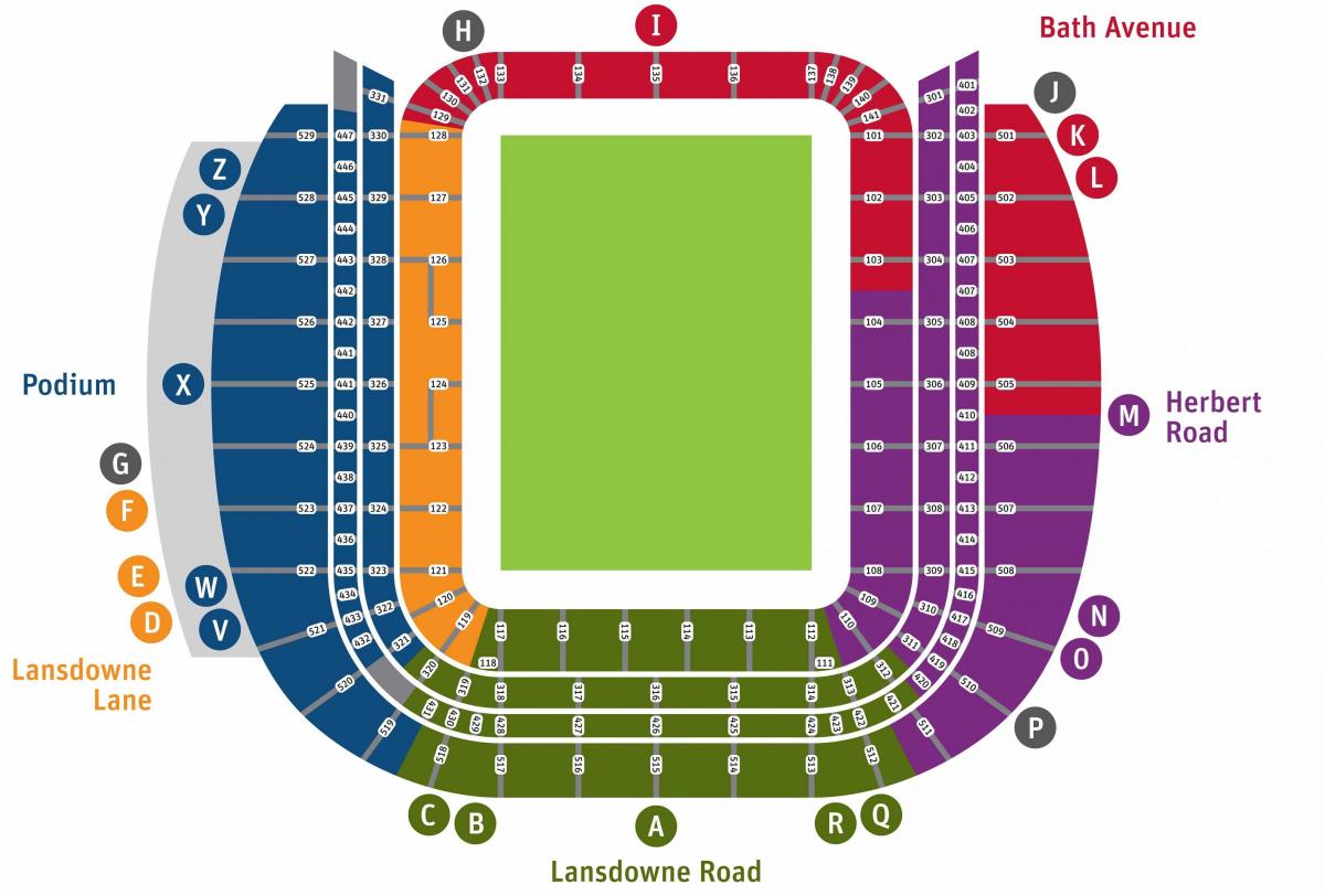 Aviva стадион седиште карта