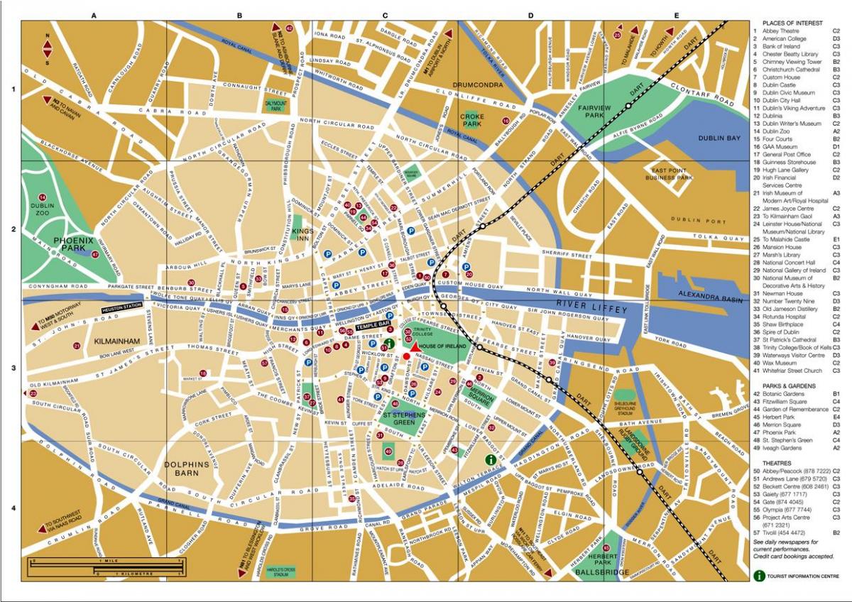 мапата во центарот на градот Даблин